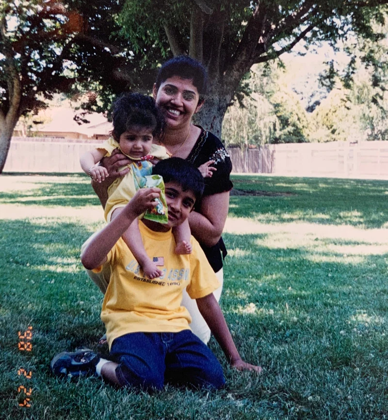 A family photograph in the park.