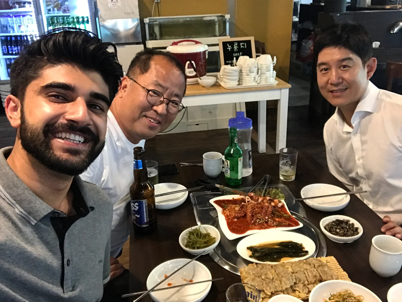 A restaurant selfie with two of my mentors.